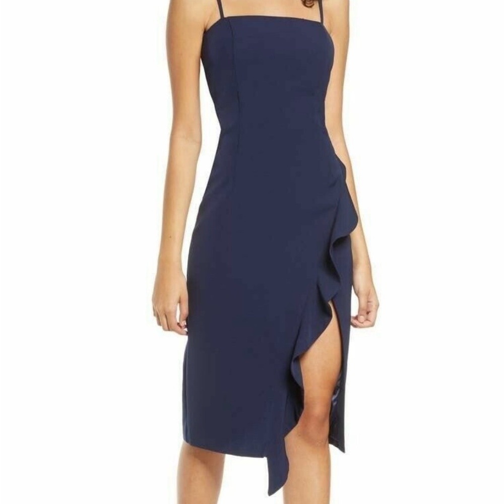 Bardot Asymmetrical Navy Dress